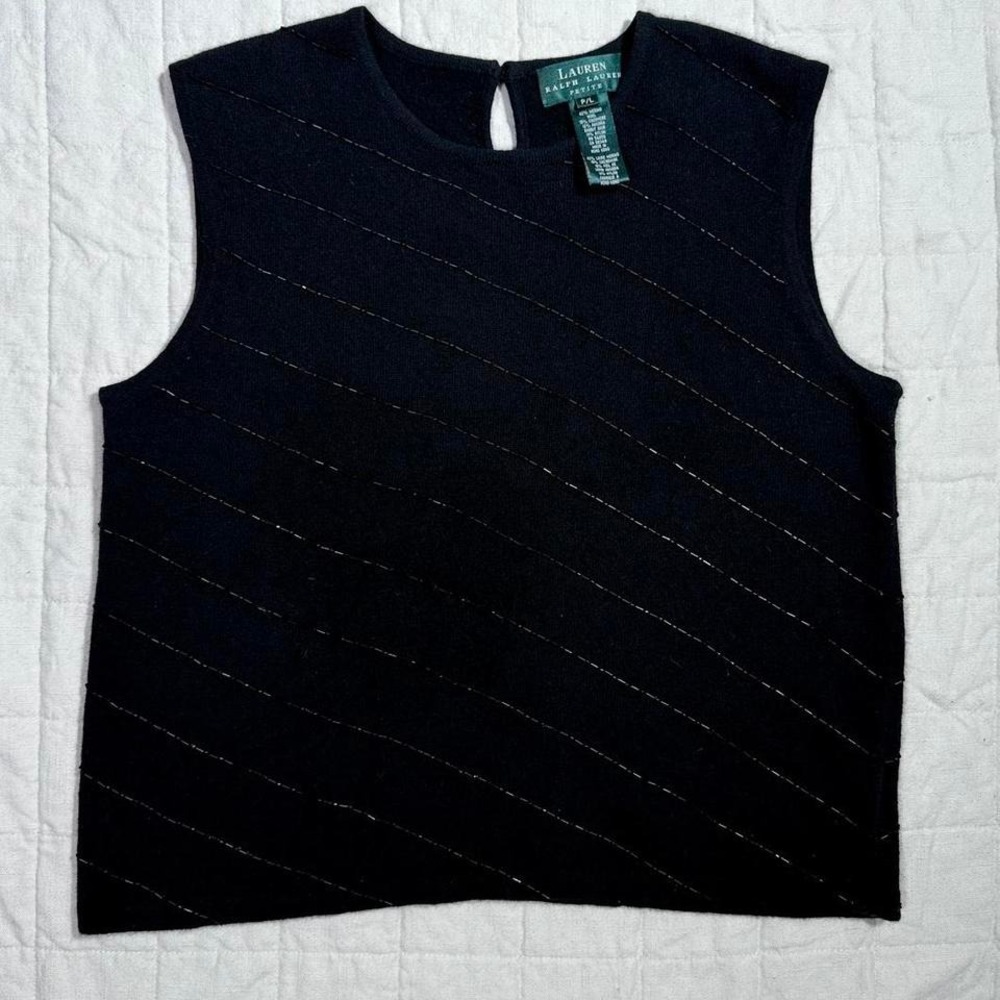 Lauren Ralph Lauren Petite Beaded Knit Tank Top‎ – P/L